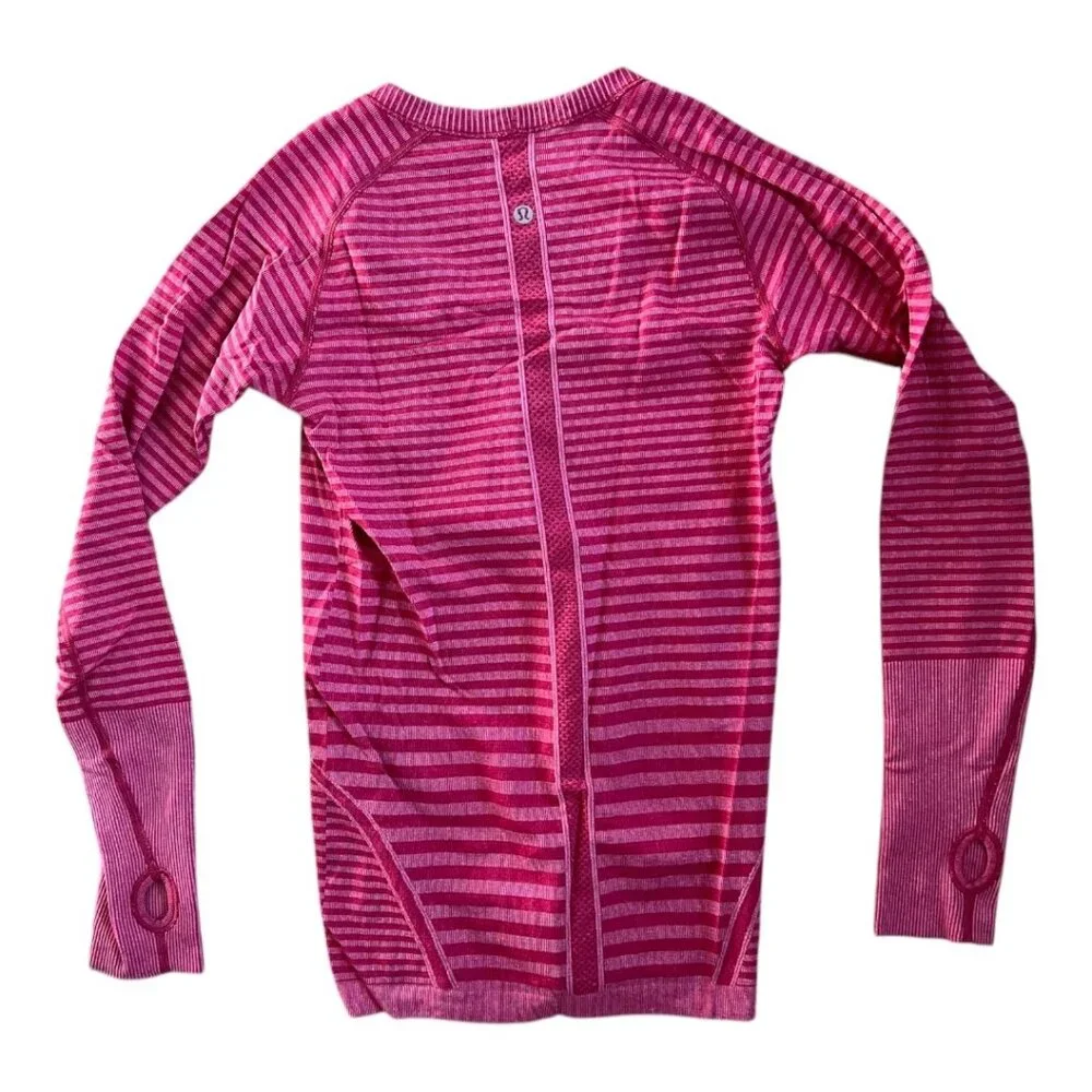 lululemon athletica Pink Striped Long Sleeve Tee